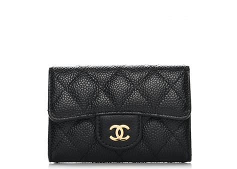 chanel card holder quilted caviar gold-tone black|Chanel Card Holder Quilted Caviar Gold.